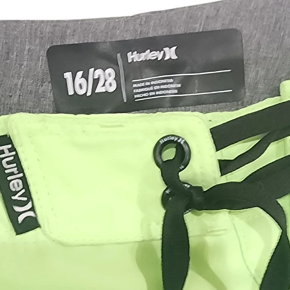 Hurley Kid Boys Board Shorts 16/28 Swim Trunks Color Block Neon Blue Green Beach